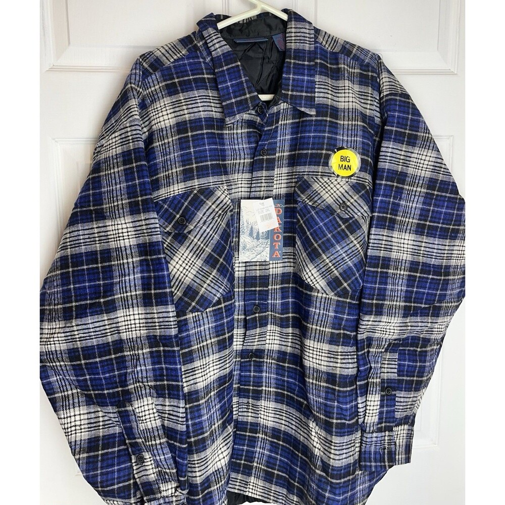 Dakota Flannel Shirt Jacket Insulated L/S Blue Plaid Big Tall Men’s 2XL NWT